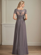 A-line V-Neck Floor-Length Chiffon Lace Mother of the Bride Dress