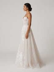 Strapless Sweetheart Sparkly Tulle A-Line Wedding Dress