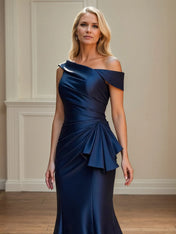 Trumpet/Mermaid Asymmetrical Ruched Floor Length Mother of the Bride Dress