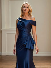 Trumpet/Mermaid Asymmetrical Ruched Floor Length Mother of the Bride Dress