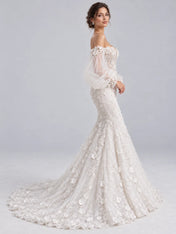 Off-The-Shoulder Sweetheart 3D Floral Applique Mermaid Wedding Dress