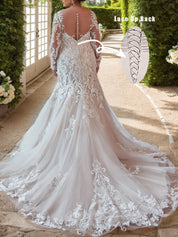 Mermaid Plus Size Wedding Gown 2026 Long Sleeves Applique Bridal Dresses