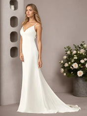 White Mermaid Lace Stretch Satin Wedding Dress