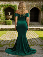 Mermaid Off Shoulder Pleated Formal Dress