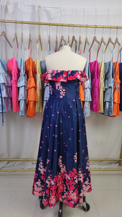 A Line Off The Shoulder Ankle Length Satin Floral Mother of the Bride Dress