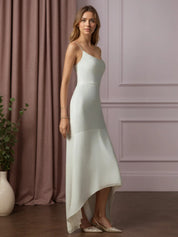 White Mermaid Beaded Chiffon Wedding Dress