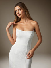 White Mermaid Off The Shoulder Floral Jacquard Wedding Dress