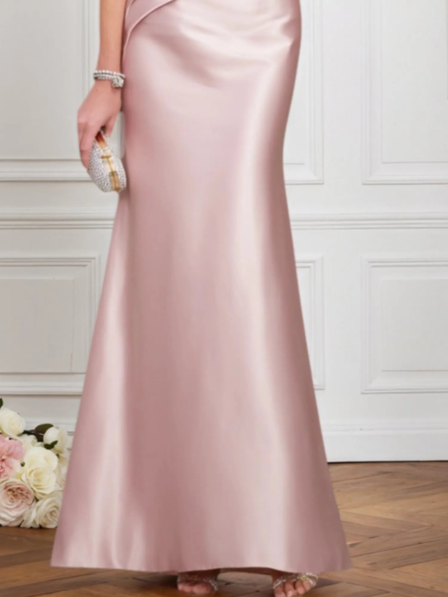 Formal Wedding Guest Dress Pink Strapless Maxi Dress