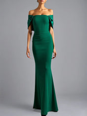 Sheath/Column Off The Shoulder Long Formal Dress
