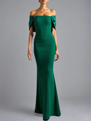 Sheath/Column Off The Shoulder Long Formal Dress