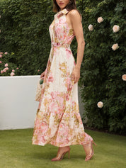 Multi Floral Print Broderie Maxi Dress