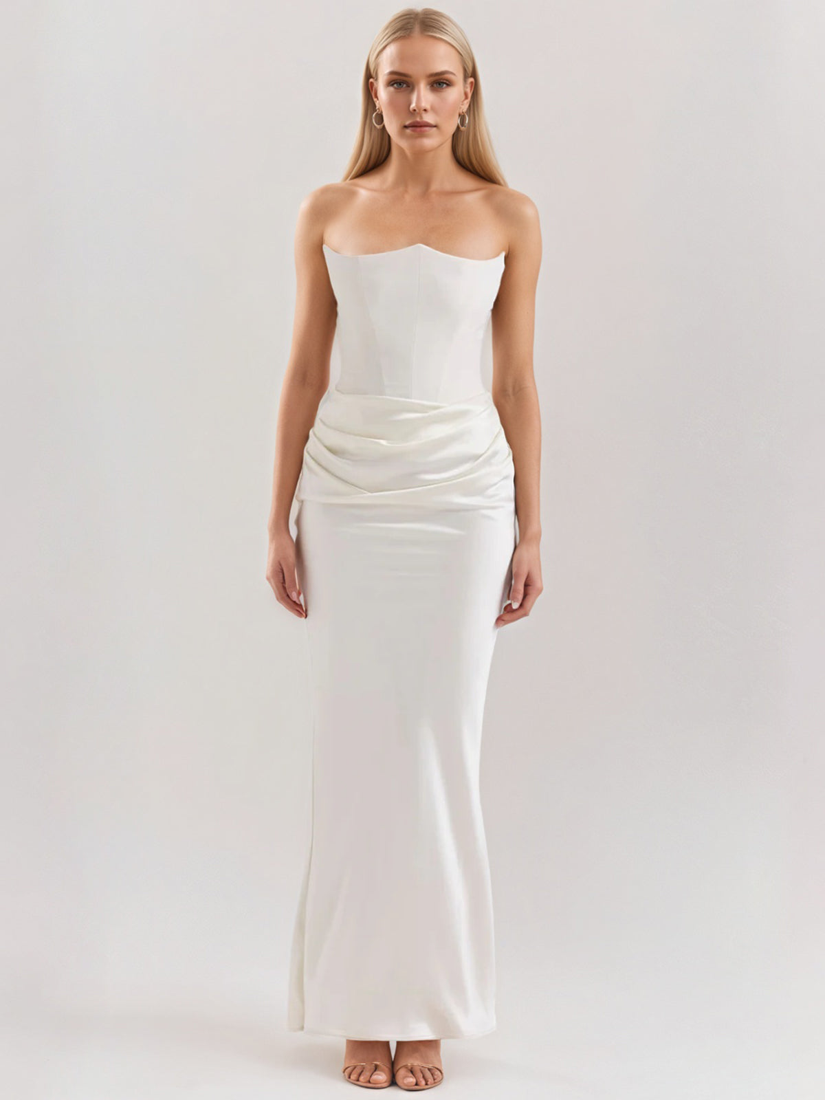 Robe de travail semi-formelle verte sans manches à volants, robe midi ajustée