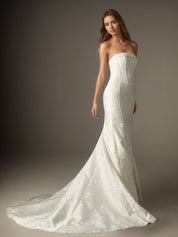 White Mermaid Strapless Floral Jacquard Wedding Dress