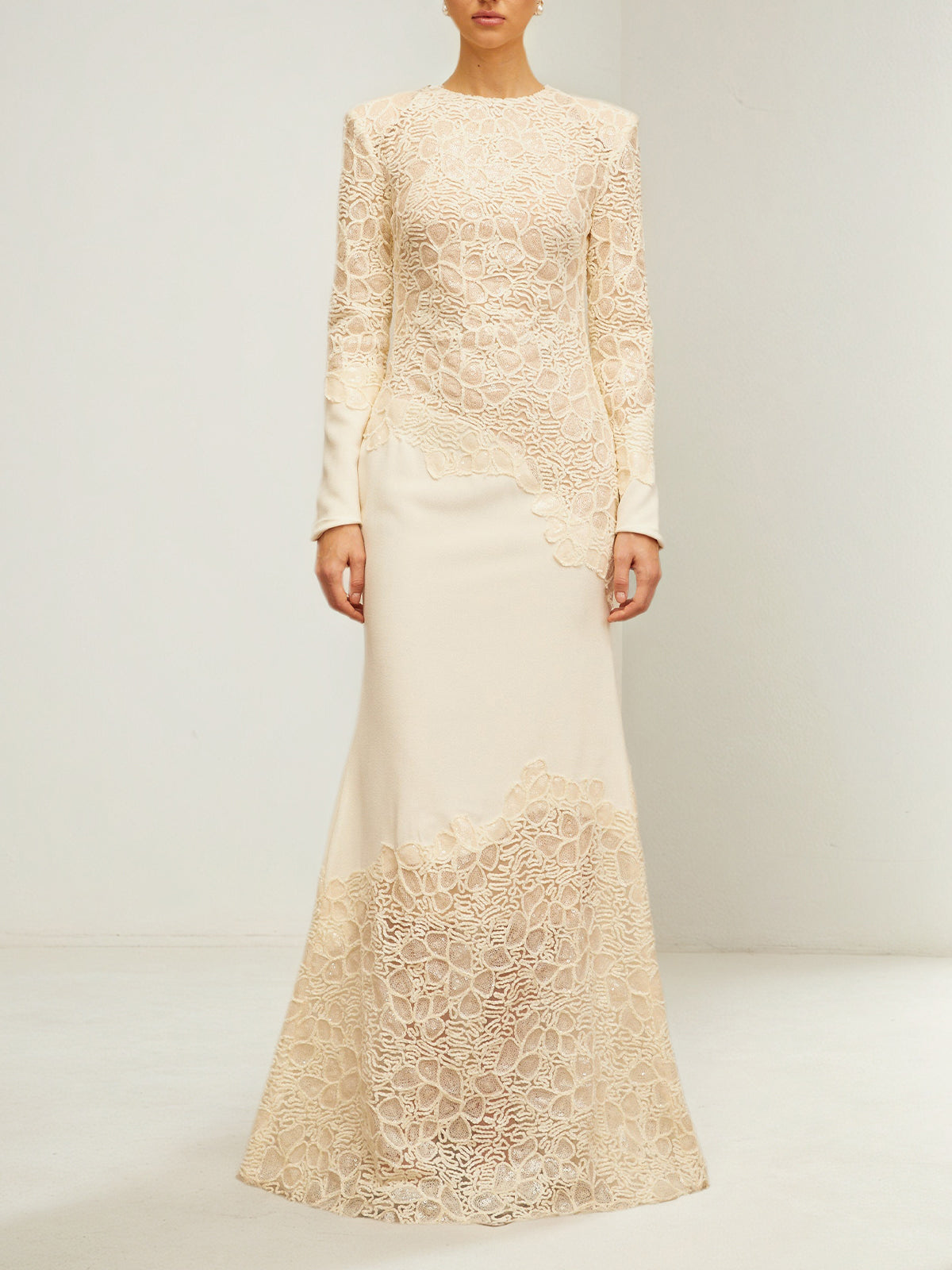 Ruskin Beige Embroidered Maxi Dress