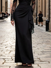 Sheath One Shoulder Long Mother of the Bride Dress with Lace Appliques