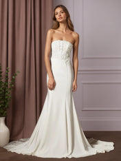 White Mermaid Lace Crepe Back Satin Wedding Dress
