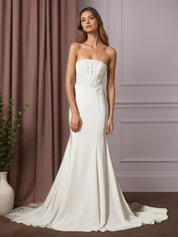 White Mermaid Lace Crepe Back Satin Wedding Dress