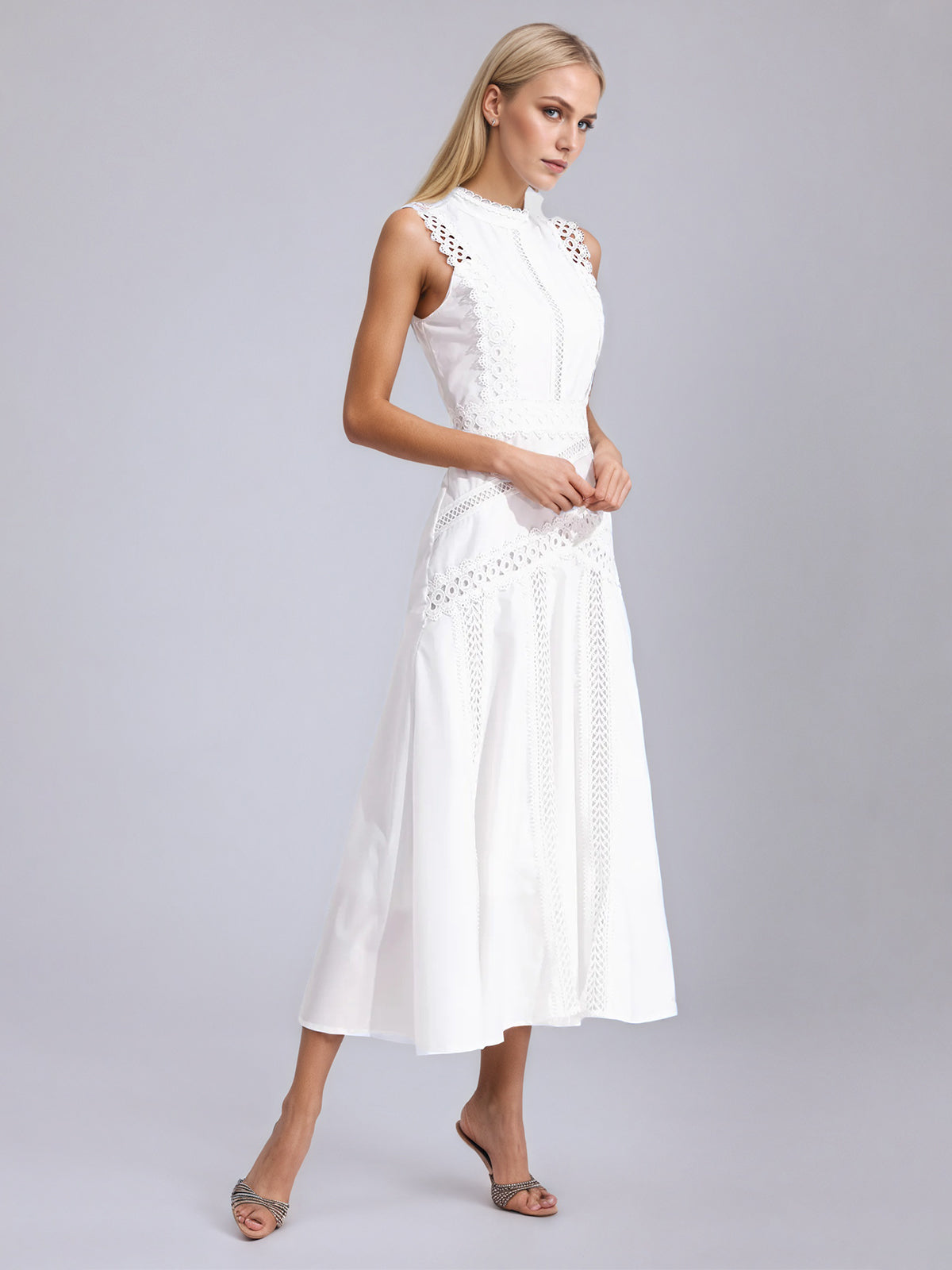 Susanna White Sleeveless Lace Dress