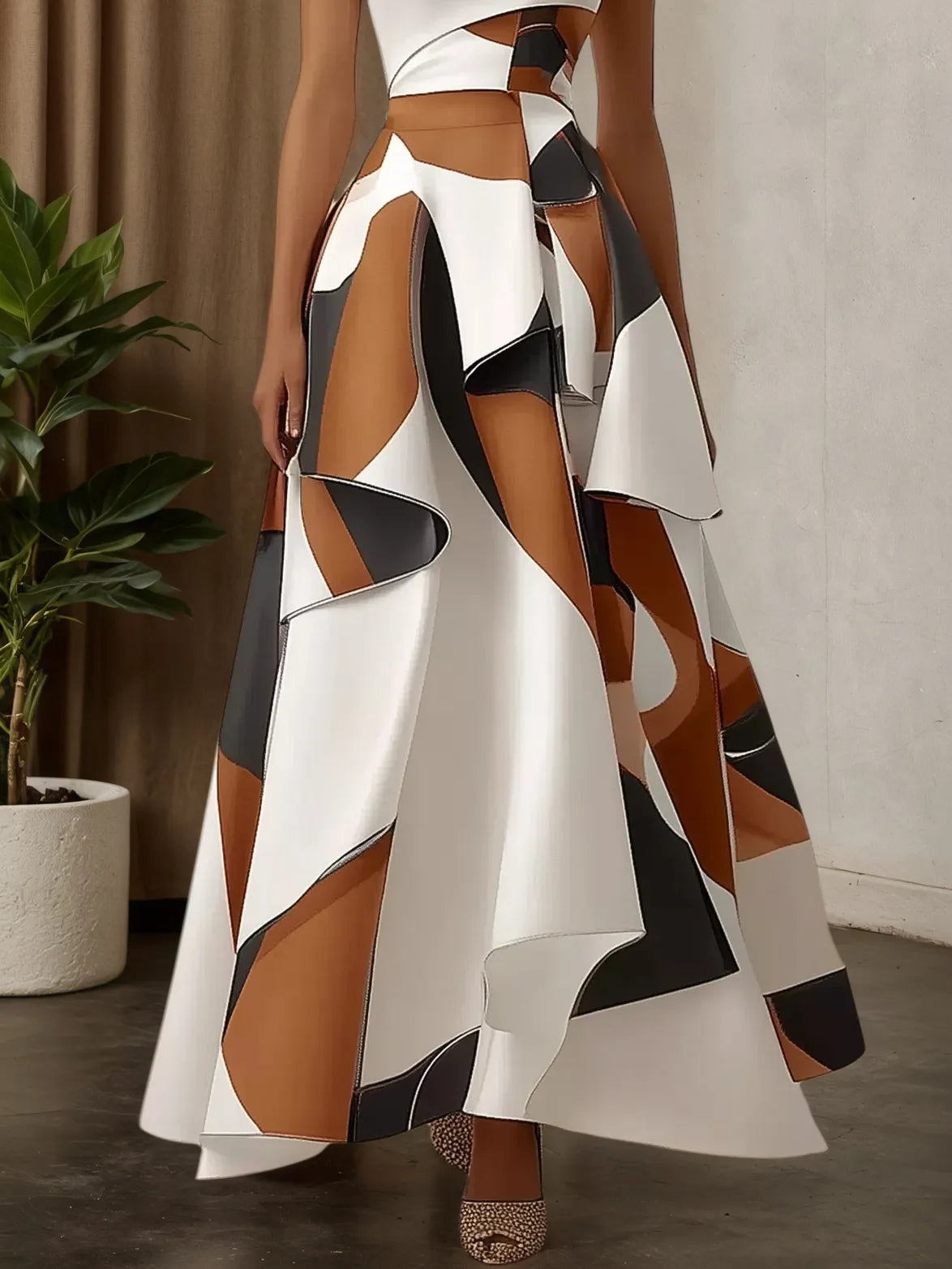 White Color Block Off The Shoulder A-Line Maxi Dress