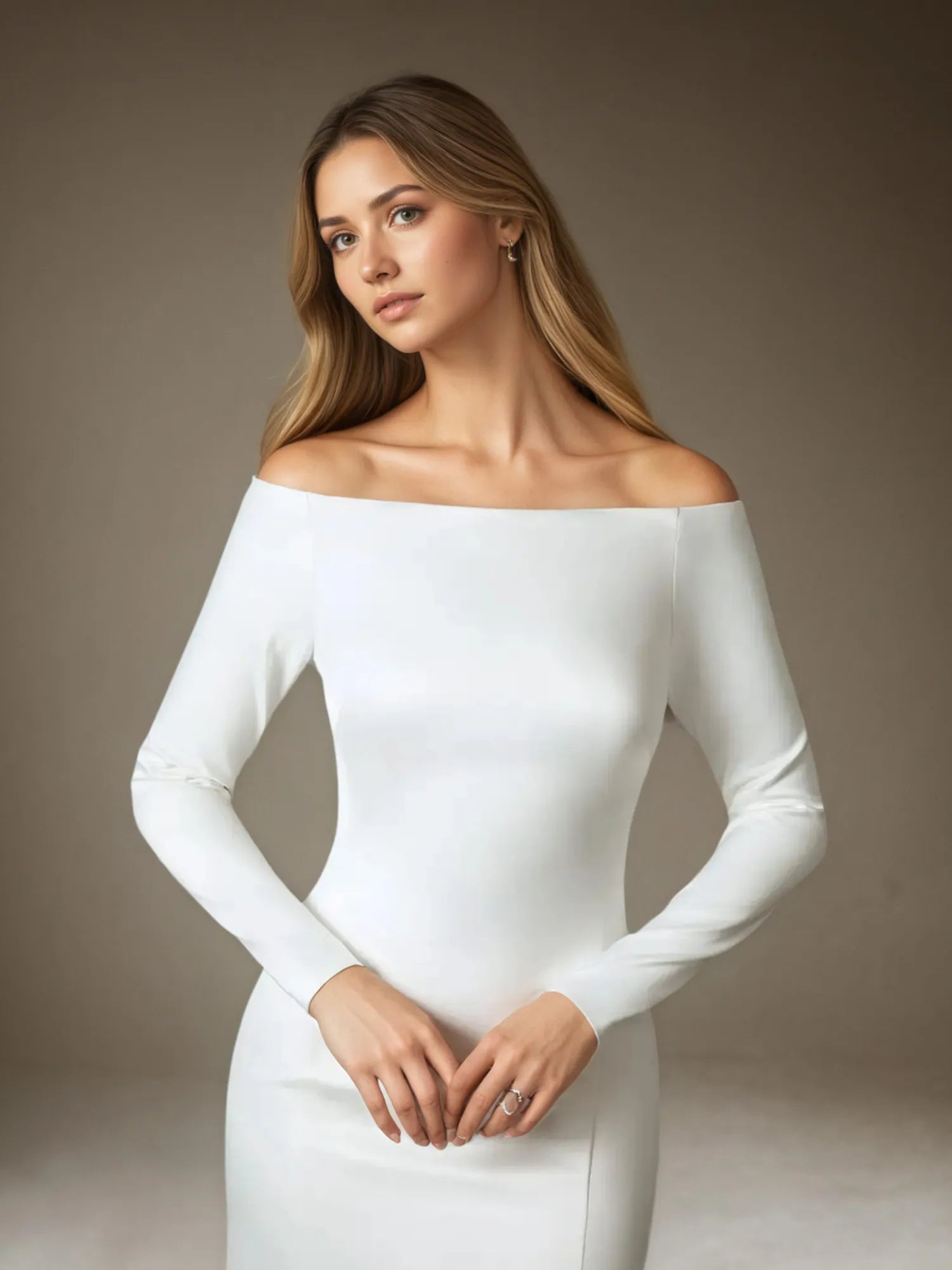 White Mermaid Off the Shoulder Satin Wedding Dress