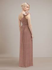 A Line One Shoulder Sleeveless Floor Length Bridesmaid Dress