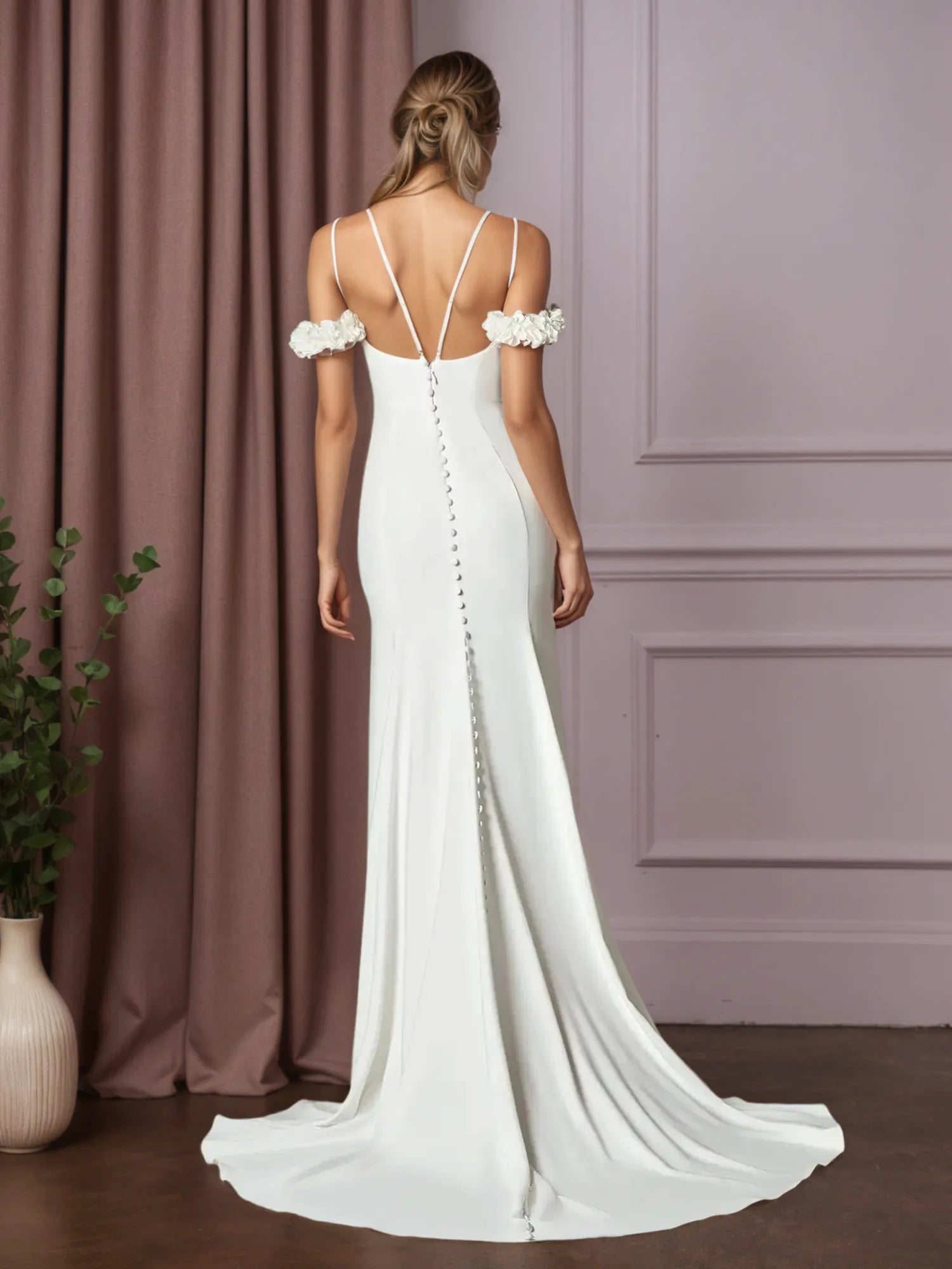 White Mermaid Convertible Crepe Back Satin Dress