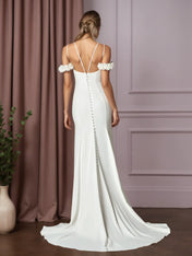 White Mermaid Convertible Crepe Back Satin Dress