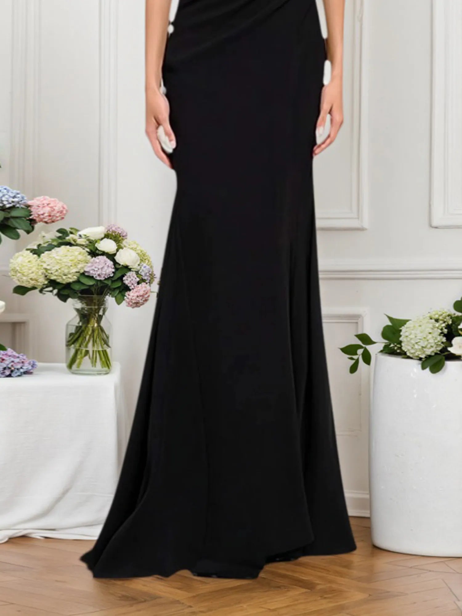 Formal Dress Black V Neck Lace Maxi Dress