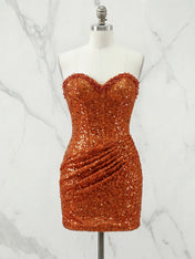 Glitter Strapless Mermaid Sequined Short Homecoming Mini Dress