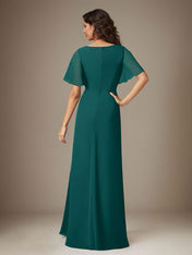 Dark Navy Sheath Beaded Chiffon Dress