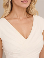 Black V-Neck Ankle Length Chiffon Mother of The Bride Dresses With High Slit