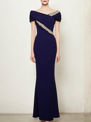 Elegant Wedding Dress Short Sleeves V Neck Floor Length Dress With Sequins