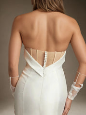 White Mermaid Strapless Bow Wedding Dress