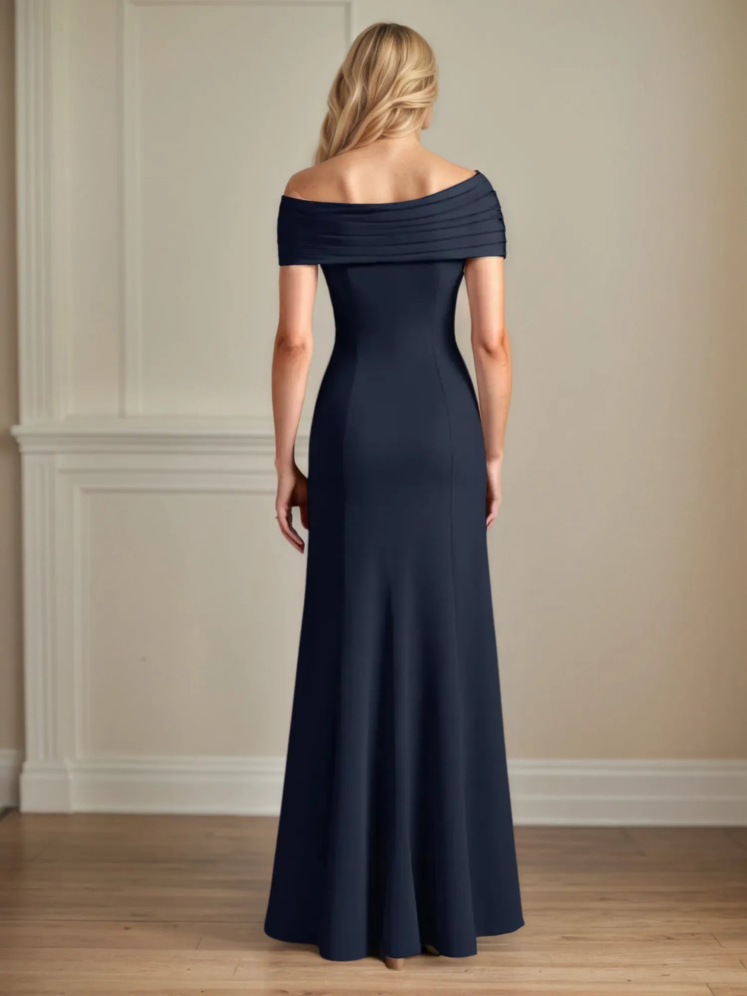 Trumpet/Mermaid Boat Neck Cap Sleeves Stretch Crepe Mother of the Bride Dress