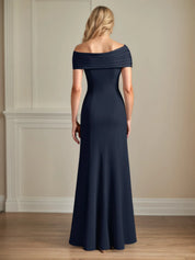 Trumpet/Mermaid Boat Neck Cap Sleeves Stretch Crepe Mother of the Bride Dress