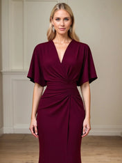 Trumpet/Mermaid V Neck Ruched Floor Length Mother of the Bride Dress