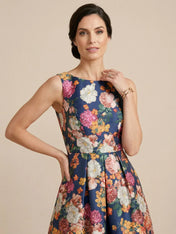 High Low Print Flower Satin A Line Mother of the Bride Dresses