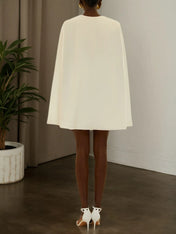 White Buckle Blazer V Neck Sleeveless A-Line Mini Dress