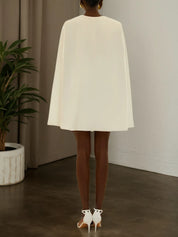 White Buckle Blazer V Neck Sleeveless A-Line Mini Dress
