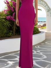 Evening Dress Purple Off-The-Shoulder Maxi Mother of the Bride Dress