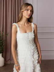 A-Line Ruched Tulle Wedding Dress