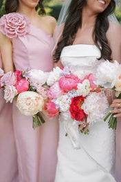 Pink One Shoulder Sheath Flower Sleeveless Satin Long Bridesmaid Dress