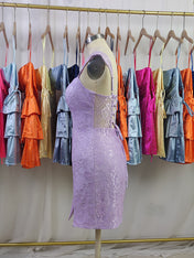 Lace Bodycon Homecoming Dress with Side Slit