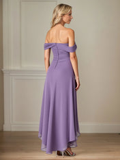 A Line Ruched Ankle Length Mother of the Bride Dress with Ruffles