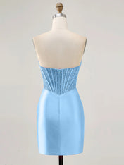 Strapless Bodycon Beaded Corset Homecoming Dress