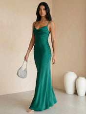 Peacock V Neck Maxi Dresses with Pleat Mermaid Evening Dress