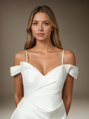 White Mermaid Strapless Double Faced Satin Wedding Dress