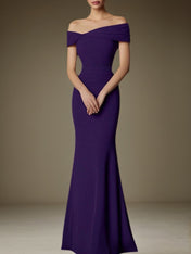 Formal Dress Purple Off-The-Shoulder Maxi Mother of the Bride Dress