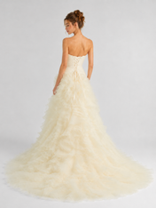 Elegant Ruffled Organza Ball Gown Wedding Dress with Sweep Train