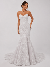 Elegant Strapless Sweetheart Lace Mermaid Wedding Dress with Chapel Train